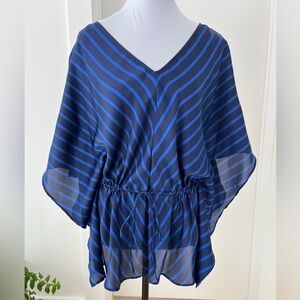 LAUREN Ralph Lauren Chevron Pattern Butterfly Sleeve V Neck Blouse Day to Night